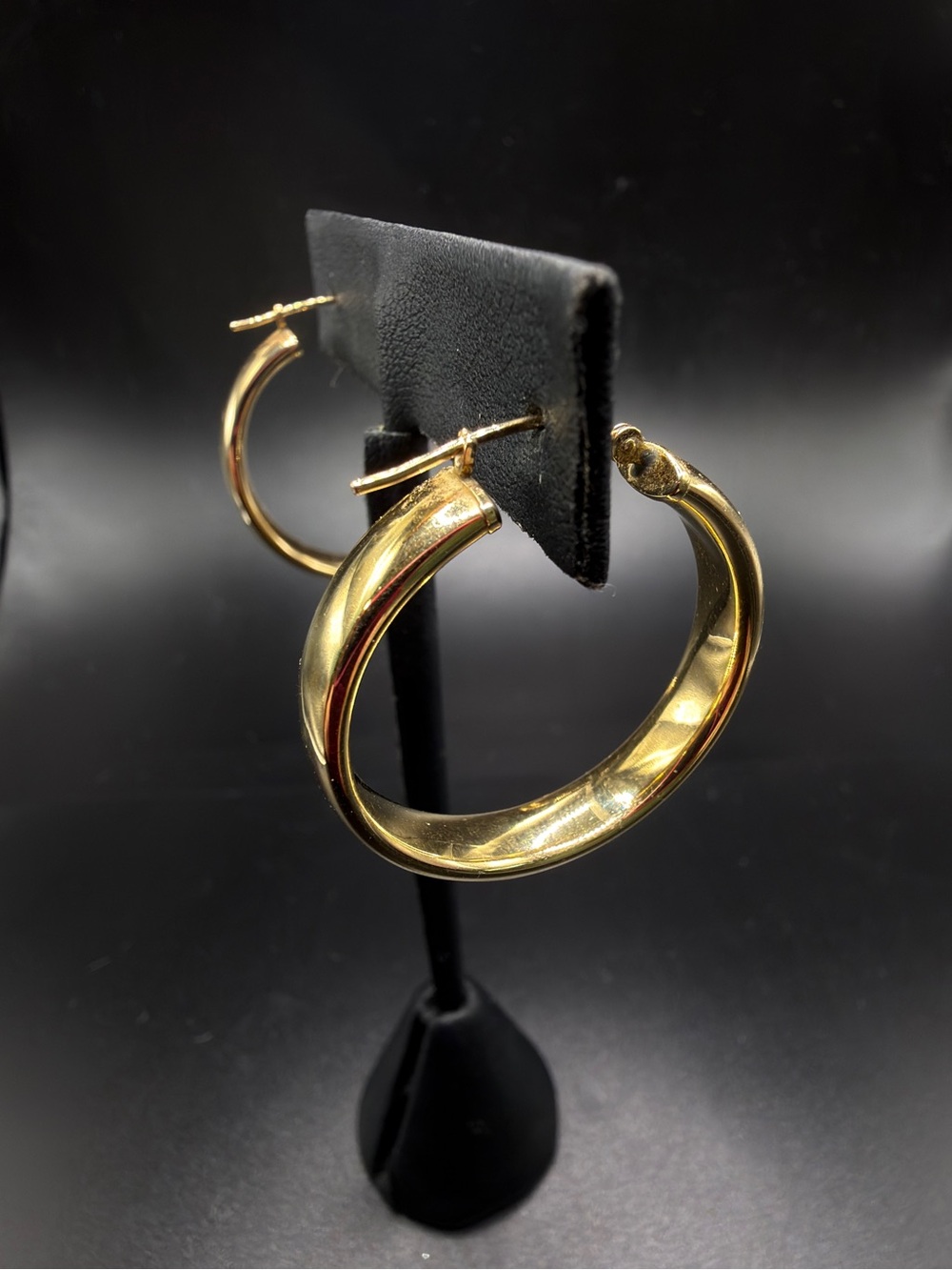 14K YELLOW GOLD 1” HOOP EARRINGS 6mm SHINY CLASSIC TIMELESS CHIC JEWELRY - Picture 4 of 11